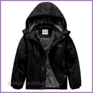 Waterproof Ski Jacket with Fleece Lining, Hooded Winter Snow Coat
